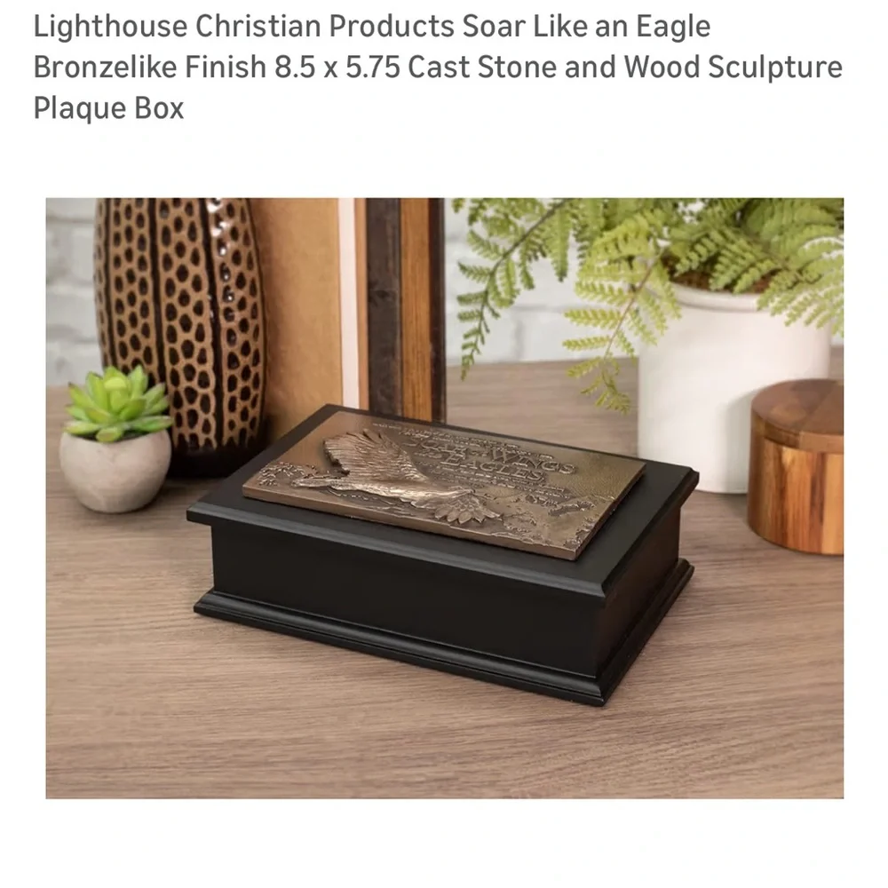50%offw❤️ Lighthouse Christian Products Soar  Wood Sculpture Plaque Box HG103